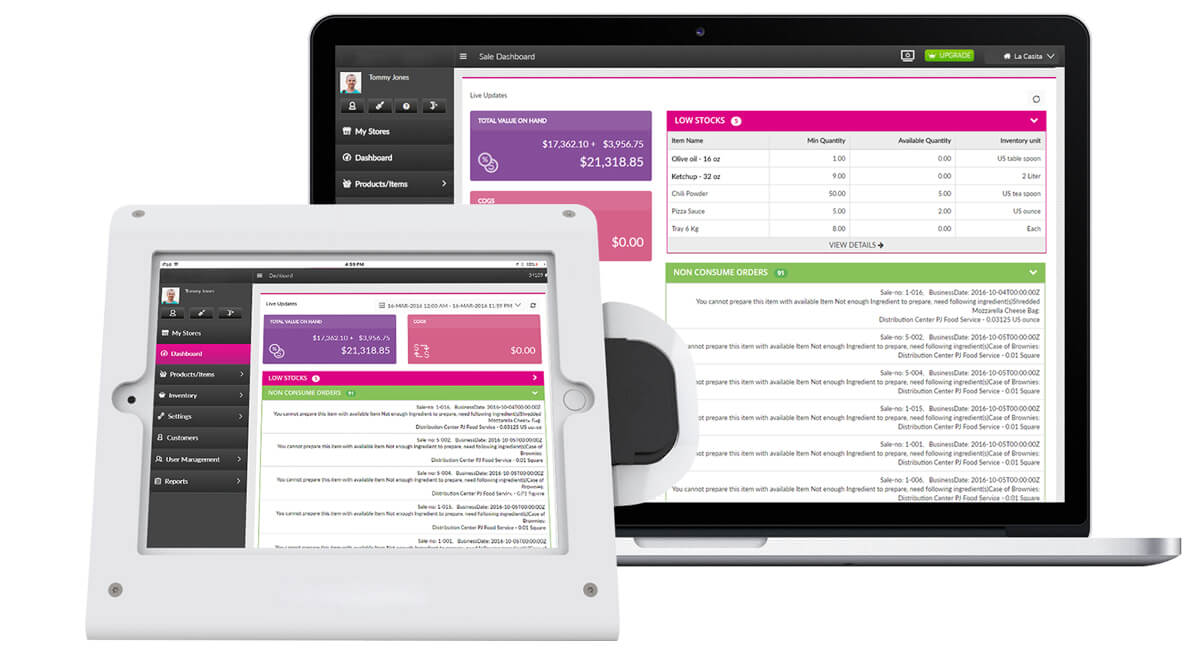 Some screens showcasing some backend views of our IQ iPad PoS