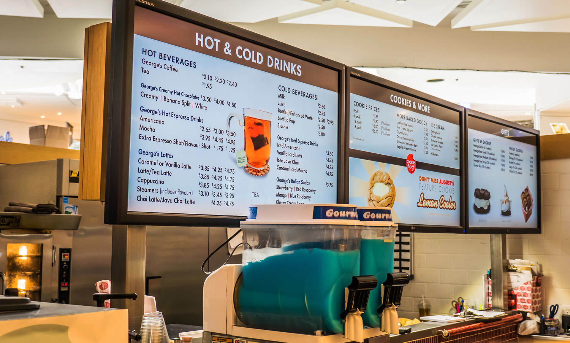 digital menu signage in a restaurant